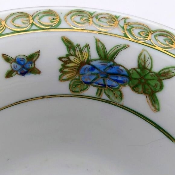 Andrea by Sadek Hand Painted Porcelain Floral Butterfly Rice Serving Bowl #9399 - Picture 7 of 8